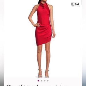Gianni Bini New Red Halter Mini Satin Dress, size 4.